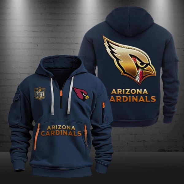 Arizona Cardinals Golden Logo NFL Quarter Zip Hoodie Genxprint - Image 3