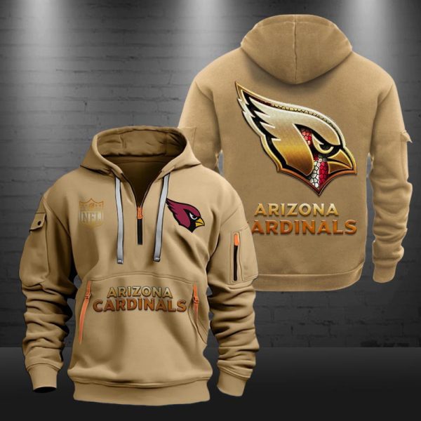 Arizona Cardinals Golden Logo NFL Quarter Zip Hoodie Genxprint - Image 5