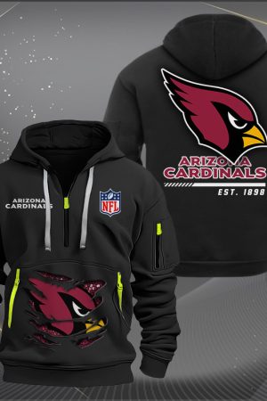 Arizona Cardinals Monster Scratch 2 Logo NFL Quarter Zip Hoodie Genxprint