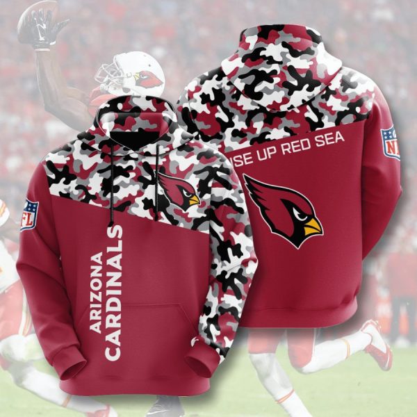 Arizona Cardinals Red Black White camouflage Unisex 3D Hoodie Genxprint