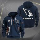 Arizona Cardinals White Logo NFL Quarter Zip Hoodie Genxprint