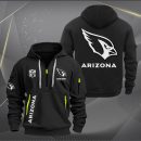 Arizona Cardinals White Logo NFL Quarter Zip Hoodie Genxprint