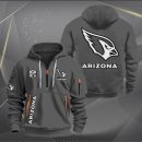 Arizona Cardinals White Logo NFL Quarter Zip Hoodie Genxprint