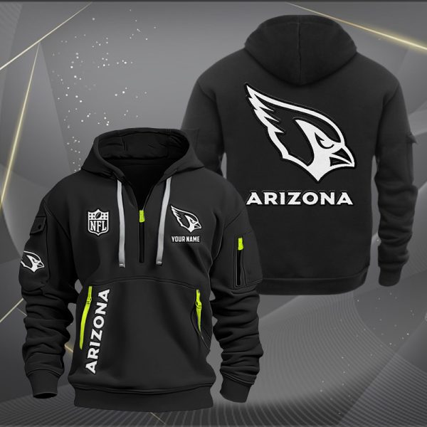 Arizona Cardinals White Logo NFL Quarter Zip Hoodie Genxprint