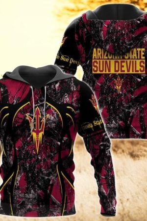 Arizona State Sun Devils Camo Hunting 3D printed Sweatshirt Hoodie Zipped Hoodie Genxprint