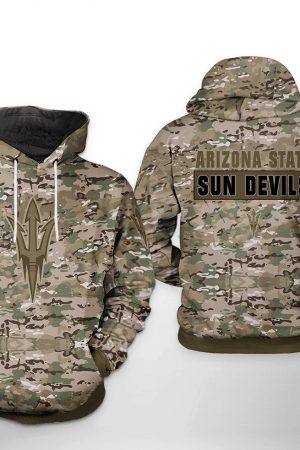 Arizona State Sun Devils NCAA Camo Veteran Hoodie Genxprint