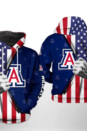 Arizona Wildcats NCAA US FLag Hoodie Genxprint