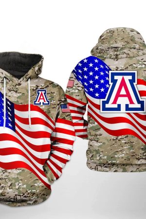 Arizona Wildcats NCAA US Flag Camo Veteran Hoodie Genxprint