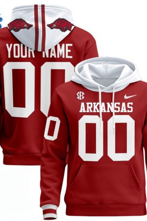 Arkansas Razorbacks 2024 Custom name and Number Pullover Hoodie Genxprint