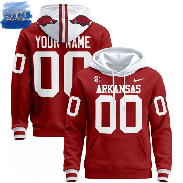 Arkansas Razorbacks 2024 Custom name and Number Pullover Hoodie Genxprint