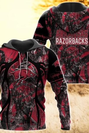 Arkansas Razorbacks Camo Hunting 3D printed Sweatshirt Hoodie Zipped Hoodie Genxprint