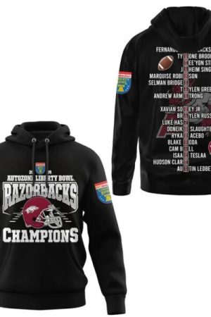Arkansas Razorbacks Liberty Bowl Players List NCAA Hoodie Genxprint