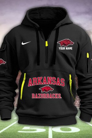 Arkansas Razorbacks Quarter Zip Hoodie Set Genxprint