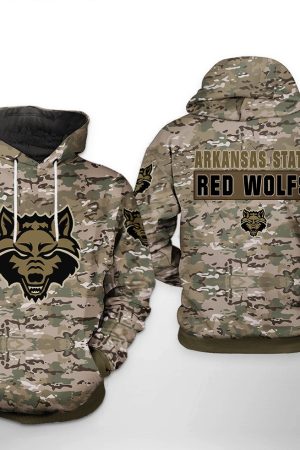 Arkansas State Red Wolfs NCAA Camo Veteran Hoodie Genxprint