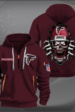 Atlanta Falcons Football Player Skull Quarter Zip Hoodie Genxprint