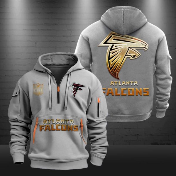 Atlanta Falcons Golden Logo NFL Quarter Zip Hoodie Genxprint - Image 4