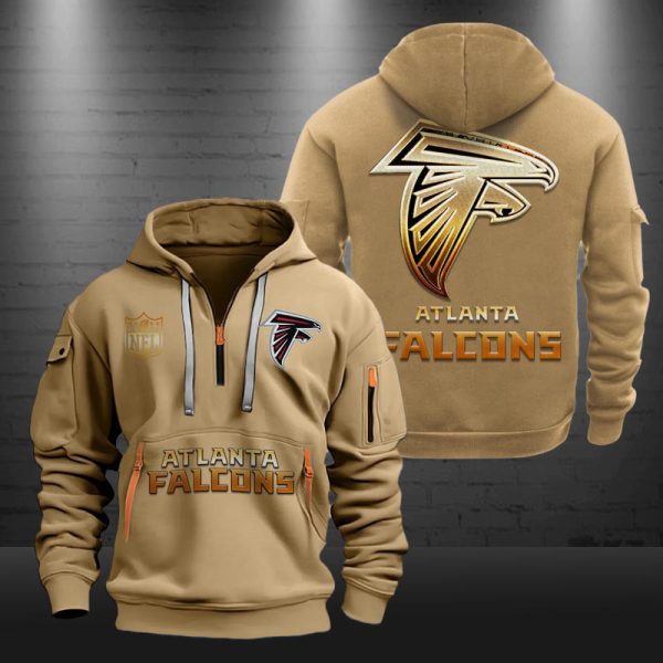 Atlanta Falcons Golden Logo NFL Quarter Zip Hoodie Genxprint - Image 5