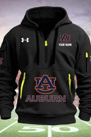 Auburn Tigers Quarter Zip Hoodie Style Genxprint