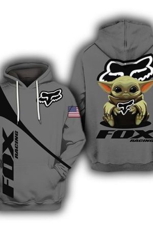 Baby Yoda Holding Fox Racing Hoodie Genxprint