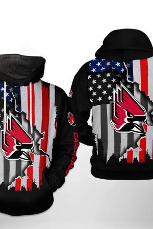 Ball State Cardinals NCAA US Flag Hoodie Genxprint
