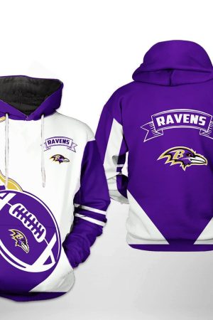 Baltimore Ravens Ball Fire v1 NFL Football Team Hoodie Genxprint