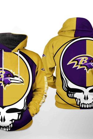 Baltimore Ravens Grateful Death NFL Football Team Hoodie Genxprint
