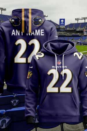 Baltimore Ravens Personalized Name And Number NFL 3D Hoodie Style Genxprint