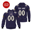 Baltimore Ravens Personalized Name And Number NFL 3D Hoodie Style Genxprint