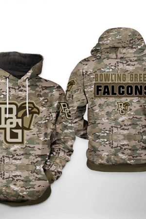 Bowling Green Falcons NCAA Camo Veteran Hoodie Genxprint
