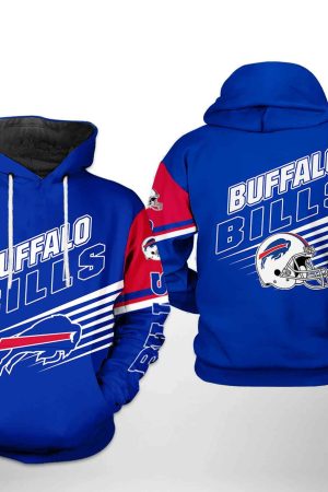 Buffalo Bills Blue Red NFL Team Hoodie Zip Hoodie Genxprint