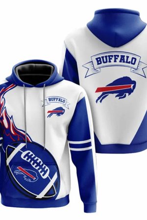 Buffalo Bills White Blue V6 NFL Football Team Hoodie Genxprint