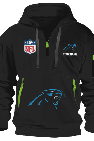 Carolina Panthers Premium NFL Quarter Zip Hoodie Genxprint