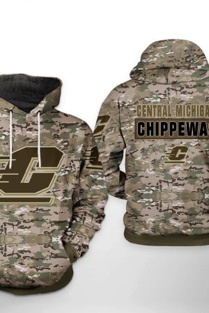 Central Michigan Chippewas NCAA Camo Veteran Hoodie Genxprint