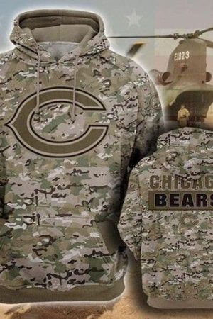 Chicago Bears Camo NFL Hoodie Zip Hoodie Genxprint