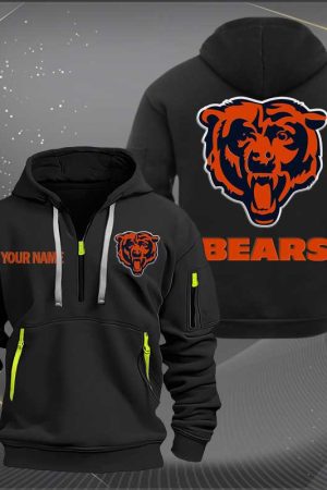 Chicago Bears Logo NFL Quarter Zip Hoodie Style Genxprint
