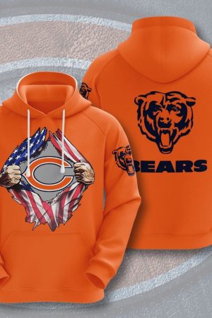 Chicago Bears Ripped Heart Hoodie Genxprint