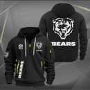 Chicago Bears White Logo NFL Quarter Zip Hoodie Genxprint