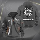 Chicago Bears White Logo NFL Quarter Zip Hoodie Genxprint