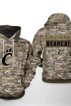 Cincinnati Bearcats NCAA Camo Veteran Hoodie Genxprint