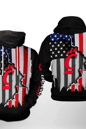 Cincinnati Bearcats NCAA US Flag Hoodie Genxprint