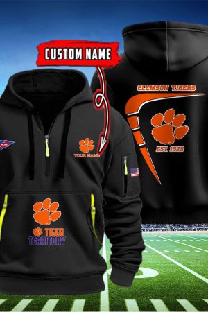 Clemson Tigers Quarter Zip Hoodie Style Genxprint