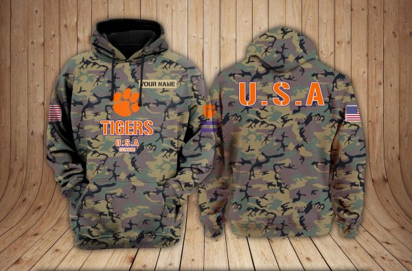 Clemson Tigers football NCAA Camouflage 3D Hoodie PT Genxprint