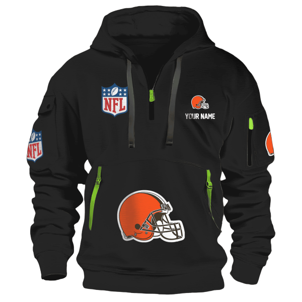 Cleveland Browns Premium NFL Quarter Zip Hoodie All Color Genxprint - Image 2