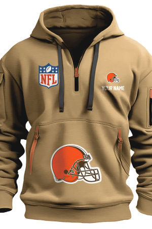 Cleveland Browns Premium NFL Quarter Zip Hoodie All Color Genxprint