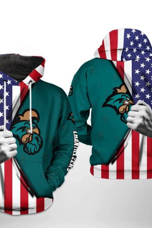 Coastal Carolina Chanticleers NCAA US FLag Hoodie Genxprint