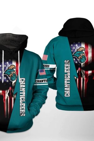 Coastal Carolina Chanticleers NCAA US Flag Skull Hoodie Zip Hoodie Genxprint