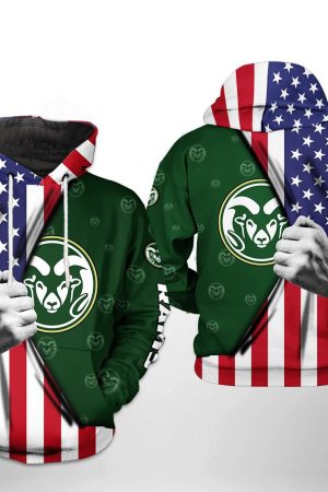 Colorado State Rams NCAA US FLag Hoodie Genxprint