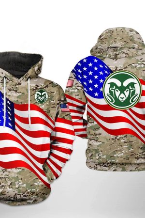 Colorado State Rams NCAA US Flag Camo Veteran Hoodie Genxprint