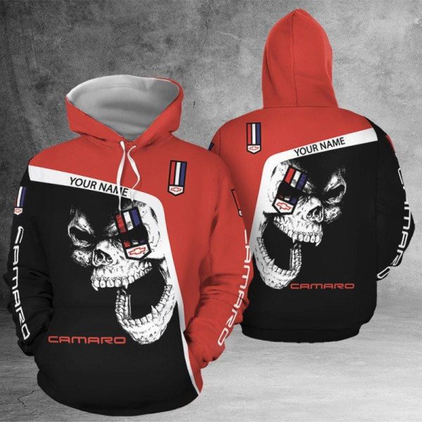 Custom Name Chevrolet Camaro Skull Hoodie Genxprint