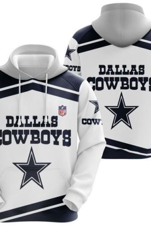 Dallas Cowboys White NFL Football Team Hoodie Genxprint